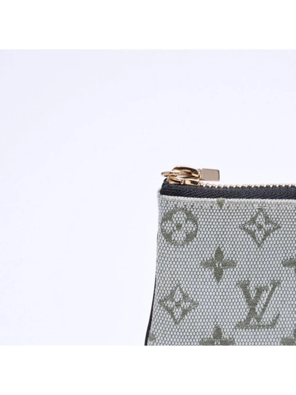Louis Vuitton Monogram Mini Pochette Cles Coin Purse Canvas Gold Green